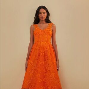 Brand new with tags, never worn Farm Rio Orange Crochet dress